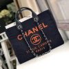 Best Replicas Bags - Replica Chanel Deauville Tote 38cm Denim Blue/Orange Canvas Bag Shop For Best Louis Vuitton LV Replica Bags With Cheap Price