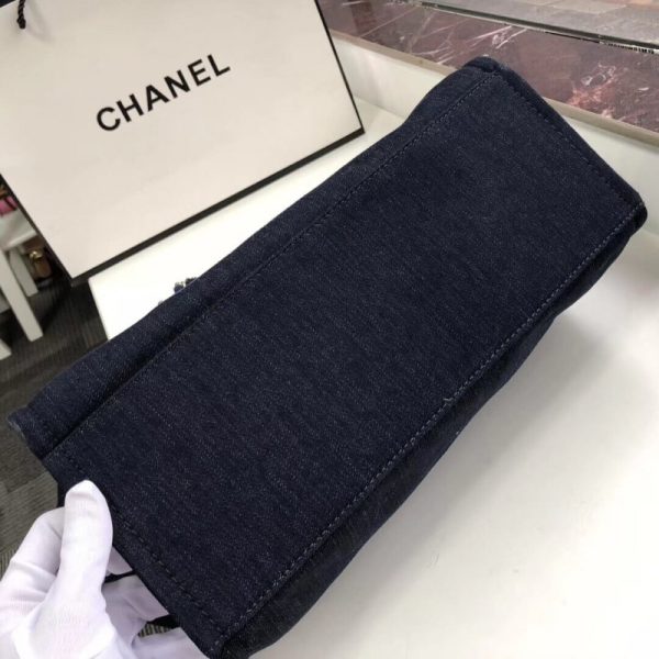 Replica Chanel Deauville Tote 38cm Denim Blue/Orange Canvas Bag - Image 5