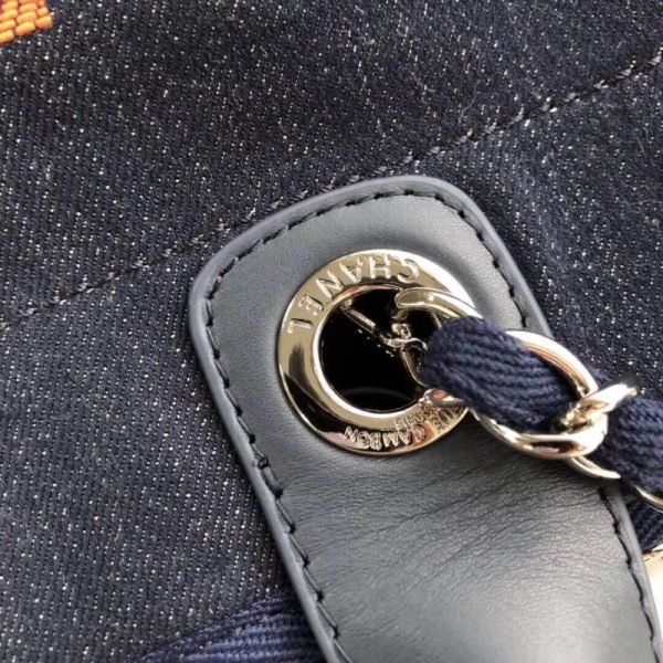 Replica Chanel Deauville Tote 38cm Denim Blue/Orange Canvas Bag - Image 7