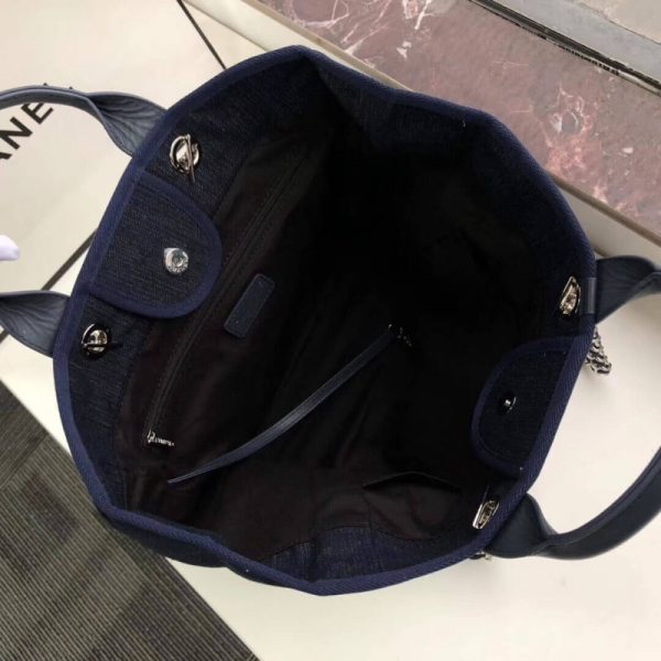 Replica Chanel Deauville Tote 38cm Denim Blue/Orange Canvas Bag - Image 8