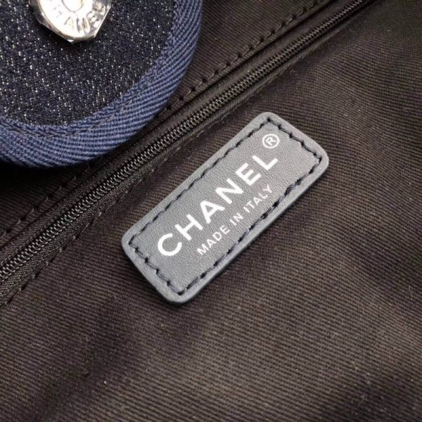 Replica Chanel Deauville Tote 38cm Denim Blue/Orange Canvas Bag - Image 9