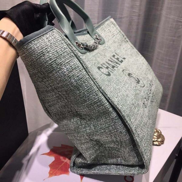 Replica Chanel Deauville 38cm Canvas Tote in Fig Green A66941 - Image 3