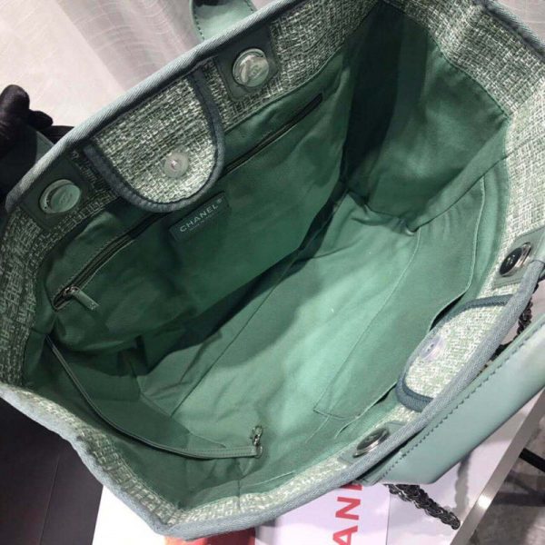 Replica Chanel Deauville 38cm Canvas Tote in Fig Green A66941 - Image 5