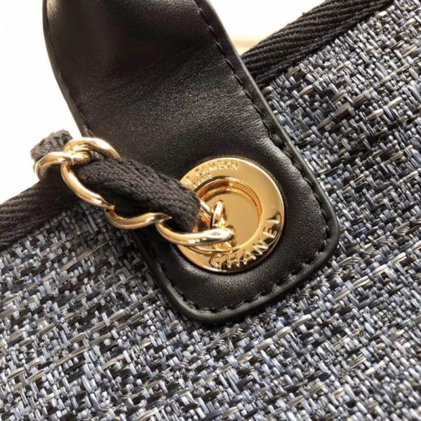 Replica Chanel Deauville Tote 38cm Canvas Bag - Grey Blue - Image 5