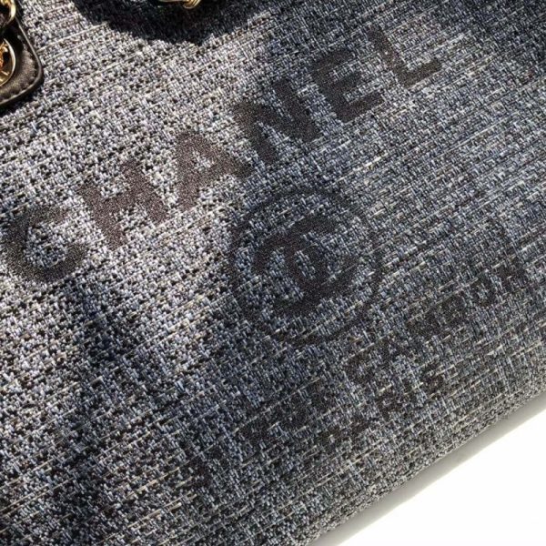 Replica Chanel Deauville Tote 38cm Canvas Bag - Grey Blue - Image 6