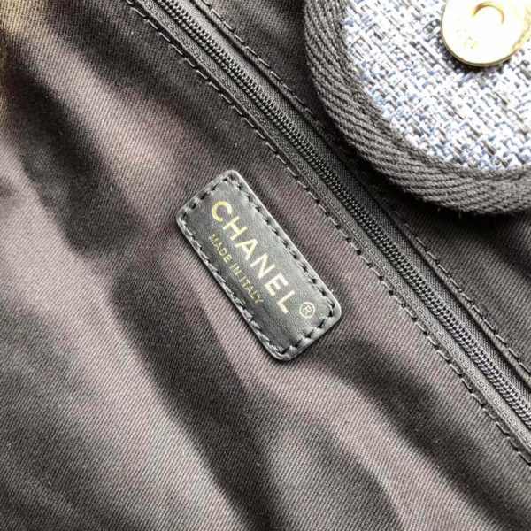 Replica Chanel Deauville Tote 38cm Canvas Bag - Grey Blue - Image 9