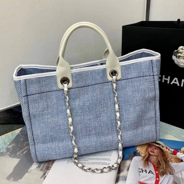 Replica Chanel Deauville 38cm Tote - Light Blue Canvas A66941 - Image 2
