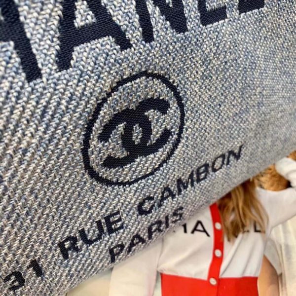 Replica Chanel Deauville 38cm Tote - Light Blue Canvas A66941 - Image 6