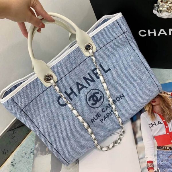 Replica Chanel Deauville 38cm Tote - Light Blue Canvas A66941