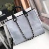 Best Replicas Bags - Chanel Deauville Tote Replica 38cm Light Grey/Black Canvas Bag Shop For Best Louis Vuitton LV Replica Bags With Cheap Price