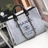 Best Replicas Bags - Chanel Deauville Tote Replica 38cm Light Grey/Black Canvas Bag Shop For Best Louis Vuitton LV Replica Bags With Cheap Price