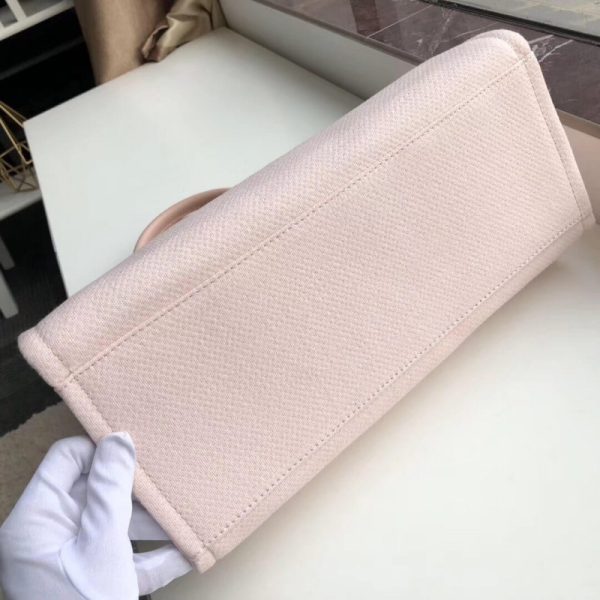 Replica Chanel Deauville Tote 38cm Pink/White Canvas Bag A66941 - Image 4
