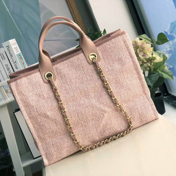 Replica Chanel Deauville 38cm Canvas Tote - Poudre Pink - Image 3