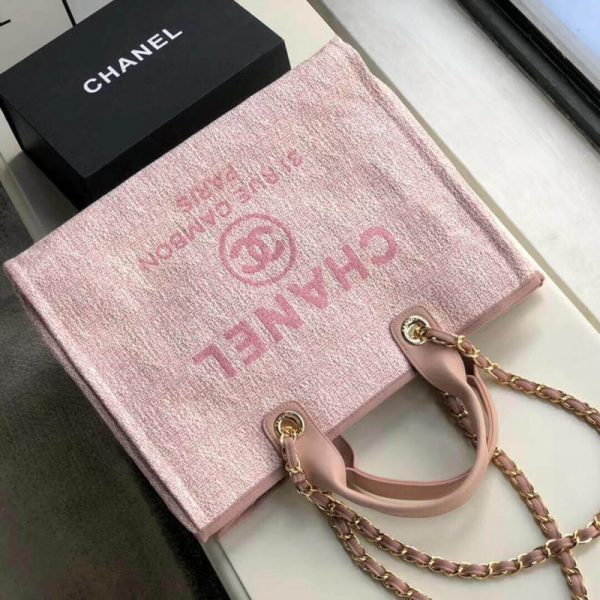 Replica Chanel Deauville 38cm Canvas Tote - Poudre Pink - Image 4
