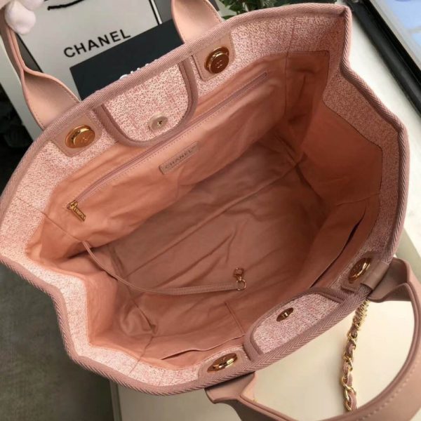 Replica Chanel Deauville 38cm Canvas Tote - Poudre Pink - Image 9