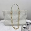 Best Replicas Bags - Chanel Deauville Tote 38Cm Canvas Bag in White & Gold Shop For Best Louis Vuitton LV Replica Bags With Cheap Price