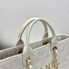 Best Replicas Bags - Chanel Deauville Tote 38Cm Canvas Bag in White & Gold Shop For Best Louis Vuitton LV Replica Bags With Cheap Price