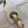 Best Replicas Bags - Chanel Deauville Tote 38Cm Canvas Bag in White & Gold Shop For Best Louis Vuitton LV Replica Bags With Cheap Price