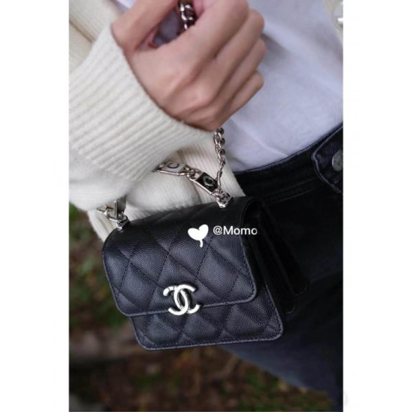 Chanel Enamel Handle Chain Clutch in Grained Calfskin - Image 2
