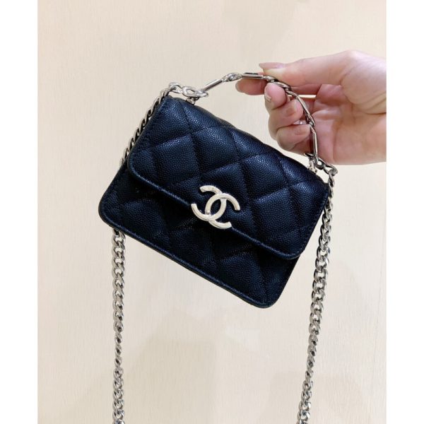 Chanel Enamel Handle Chain Clutch in Grained Calfskin - Image 3
