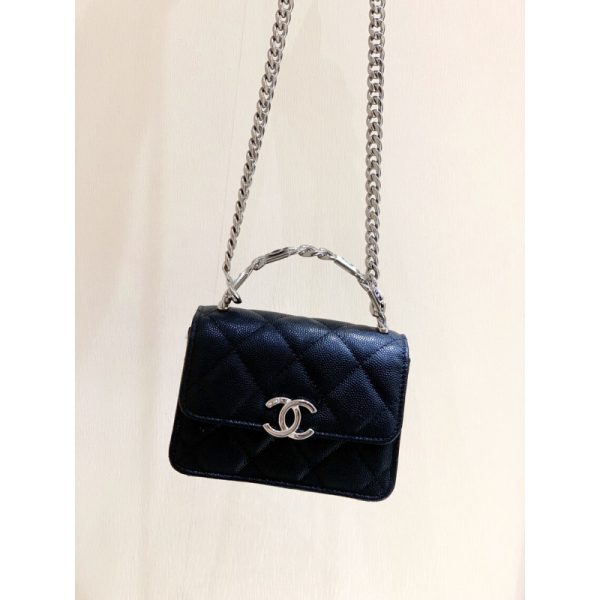 Chanel Enamel Handle Chain Clutch in Grained Calfskin - Image 4