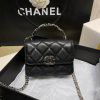 Best Replicas Bags - Chanel Enamel Handle Chain Clutch in Grained Calfskin Shop For Best Louis Vuitton LV Replica Bags With Cheap Price