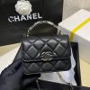 Best Replicas Bags - Chanel Enamel Handle Chain Clutch in Grained Calfskin Shop For Best Louis Vuitton LV Replica Bags With Cheap Price