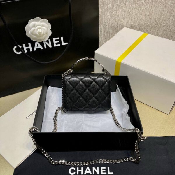 Chanel Enamel Handle Chain Clutch in Grained Calfskin - Image 9