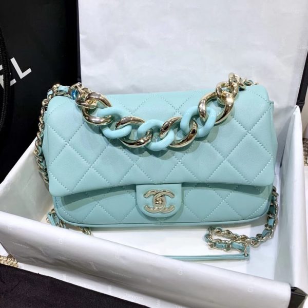 Replica Chanel Flap Bag with Bi-Color Chain - AS1353