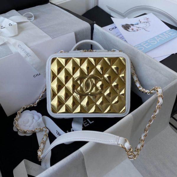 Chanel Lambskin Gold Vanity Case Replica Style AS2900 - Image 2