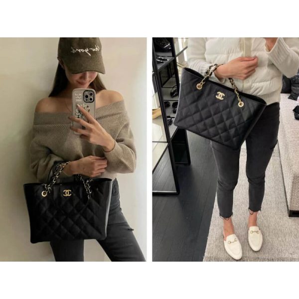 Chanel Grained Calfskin Replica Tote Bag - Black As2030 - Image 2