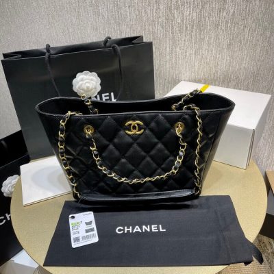 Chanel Grained Calfskin Replica Tote Bag - Black As2030