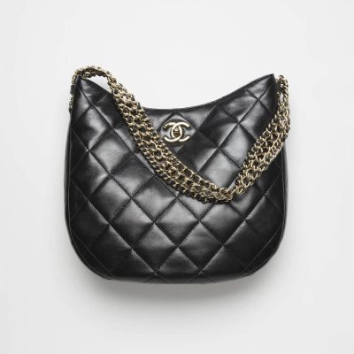 Replica Chanel Lambskin Hobo Bag Black As3153 - Luxe Design