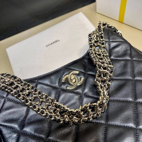 Replica Chanel Lambskin Hobo Bag Black As3153 - Luxe Design - Image 7