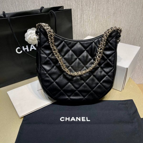 Replica Chanel Lambskin Hobo Bag Black As3153 - Luxe Design - Image 8