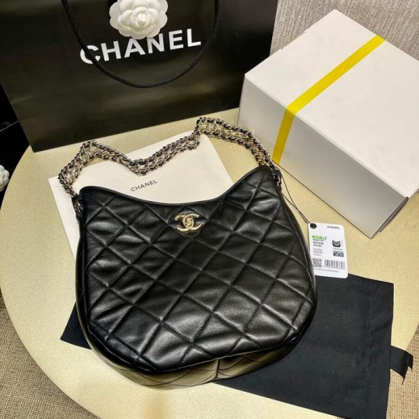 Replica Chanel Lambskin Hobo Bag Black As3153 - Luxe Design - Image 9