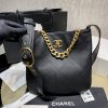 Best Replicas Bags - Replica Chanel Black Calfskin Hobo Handbag As2844 Shop For Best Louis Vuitton LV Replica Bags With Cheap Price