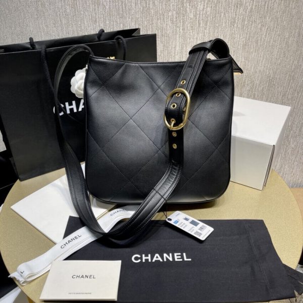 Replica Chanel Black Calfskin Hobo Handbag As2844 - Image 13
