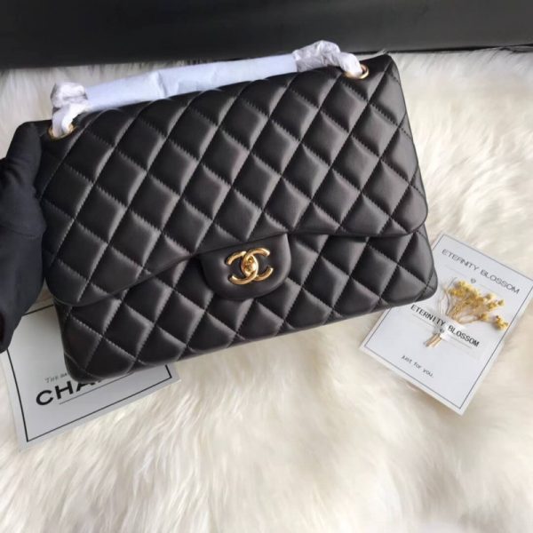 Chanel Lambskin Classic Flap Bag Black A1113 – 30cm Replica - Image 2