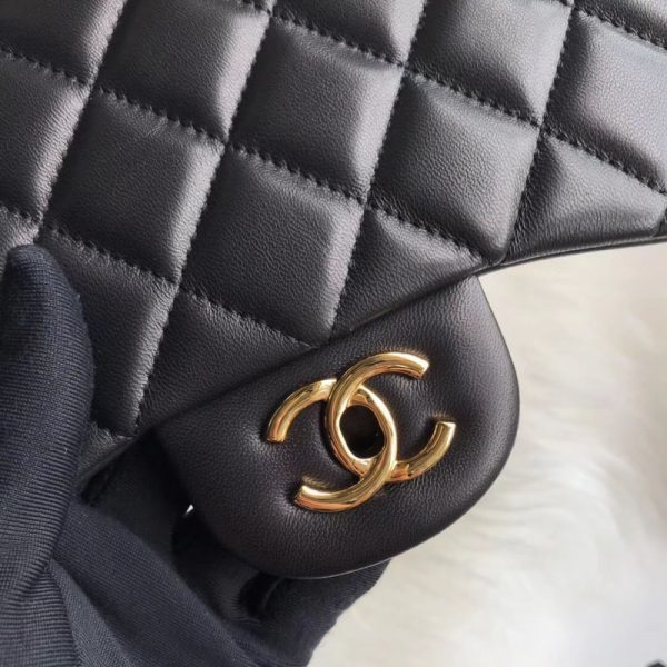 Chanel Lambskin Classic Flap Bag Black A1113 – 30cm Replica - Image 3