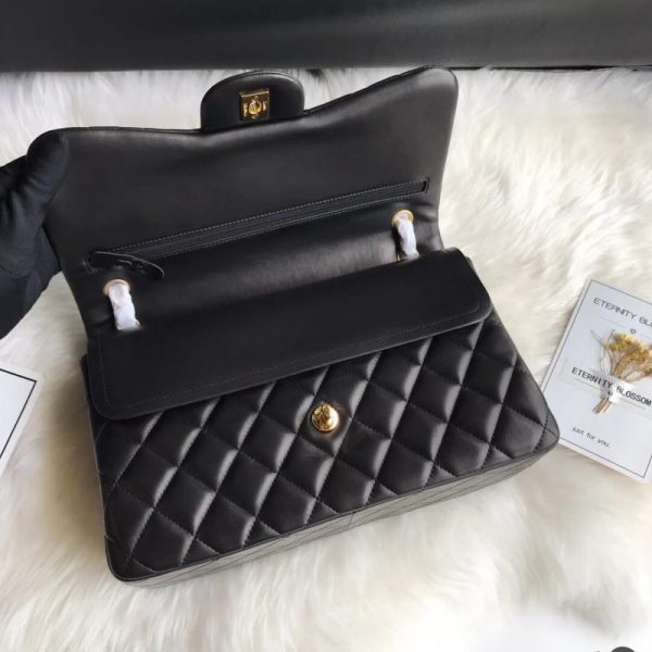 Chanel Lambskin Classic Flap Bag Black A1113 – 30cm Replica - Image 5