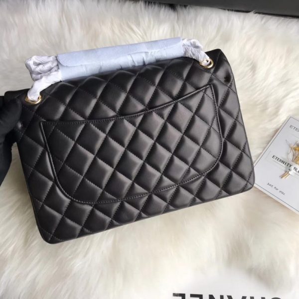 Chanel Lambskin Classic Flap Bag Black A1113 – 30cm Replica - Image 6