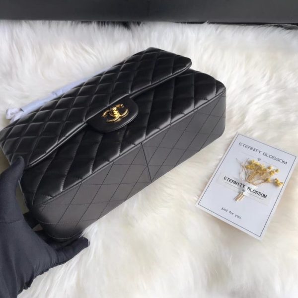 Chanel Lambskin Classic Flap Bag Black A1113 – 30cm Replica - Image 7