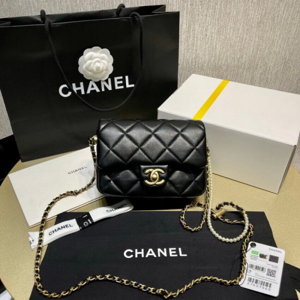 Chanel Lambskin Mini Flap Bag Replica - Black, As2855 - Image 2