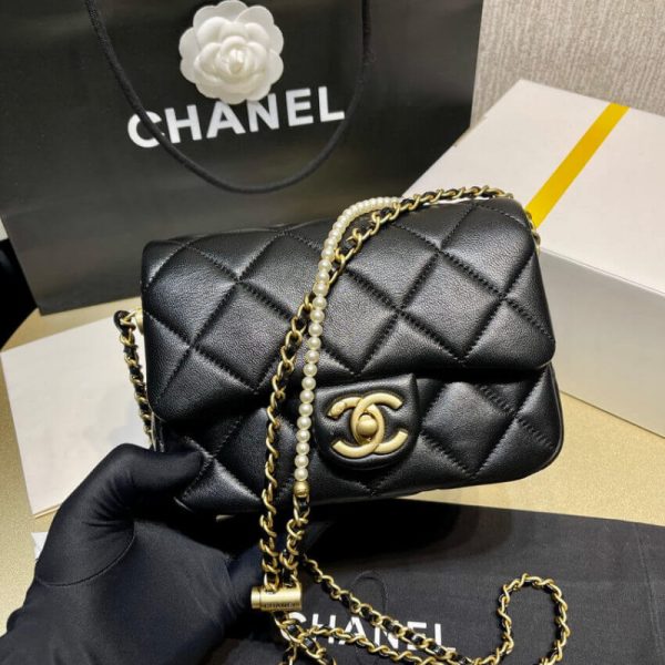 Chanel Lambskin Mini Flap Bag Replica - Black, As2855 - Image 4