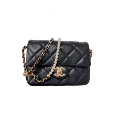 Chanel Lambskin Mini Flap Bag Replica - Black, As2855