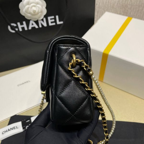 Chanel Lambskin Mini Flap Bag Replica - Black, As2855 - Image 7