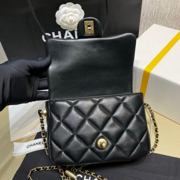 Chanel Lambskin Mini Flap Bag Replica - Black, As2855 - Image 8