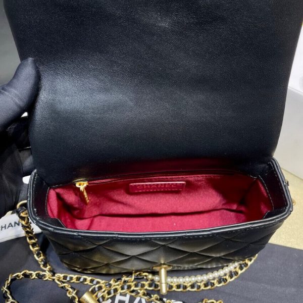 Chanel Lambskin Mini Flap Bag Replica - Black, As2855 - Image 9