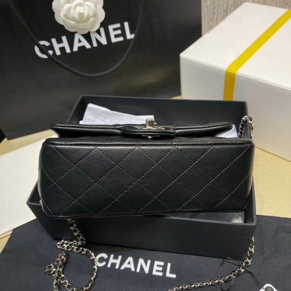 Chanel Replica Mini Flap Bag w/ Charms - Black Lambskin Top Handle - Image 7